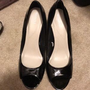 Black Open Toed Wedges